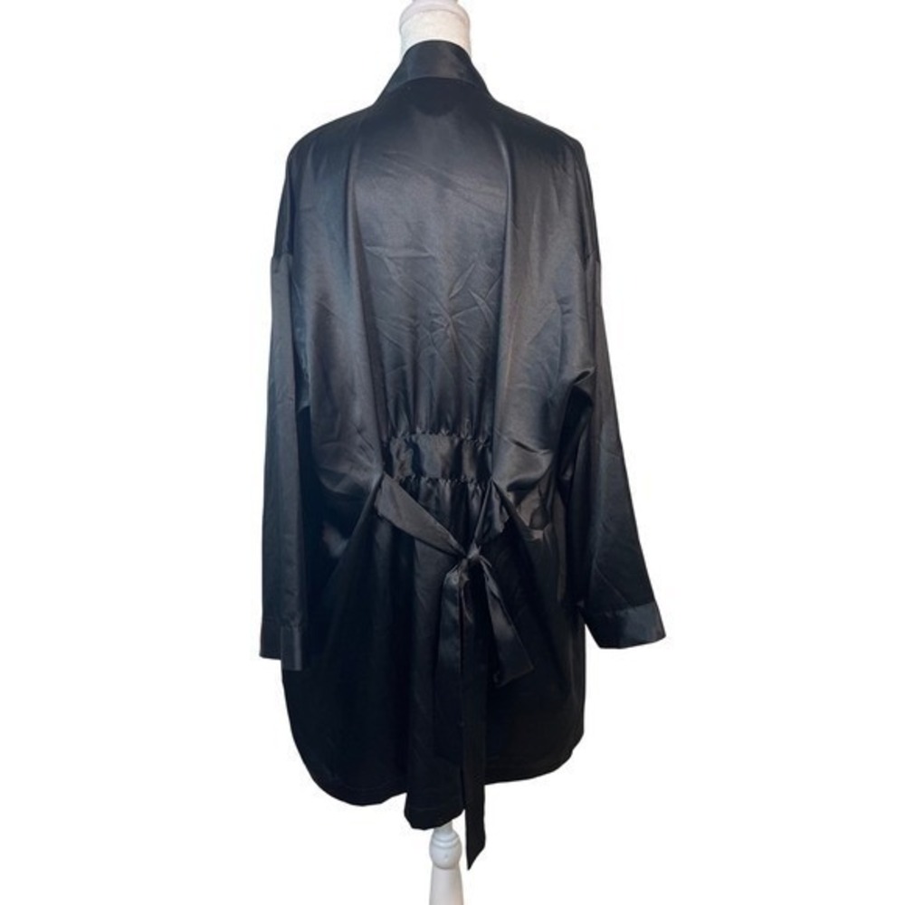 Vtg Victoria's Secret Gold Label Slip Dress Sz M Robe Set Black Satin Lace - Picture 2 of 12